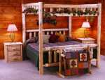 Cottage White Cedar Log Canopy Bed